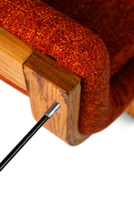 Load image into Gallery viewer, Mid-Century Architectural Tandem Three Seat Bench in Burnt Orange Tweed Attributed to Arthur Umanoff for Madison Furniture, USA, c. 1960's-ABT Modern
