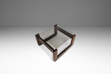 Load image into Gallery viewer, Mid-Century Brazilian Modern Brutalist End Table w/ Smoked Glass Top in Jacaranda by Percival Lafer, Brazil, c. 1970s-ABT Modern