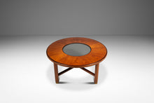Load image into Gallery viewer, Mid-Century Danish Modern "Donut" Table in Solid Teak w/ Glass Inlay & Brass Detailing by G-Plan, England, c. 1970s-ABT Modern