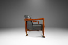 Load image into Gallery viewer, Mid-Century Danish Modern Lounge Tub Barrel Chair in Walnut & Original Vinyl After Finn Andersen, USA, c. 1960s-ABT Modern