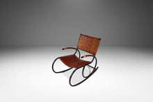 Load image into Gallery viewer, Mid-Century Italian Modern Brutalist Industrial Tubular Rocking Chair in Leather & Metal in the Manner of Thonet, USA, c. 1960s-ABT Modern