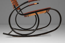 Load image into Gallery viewer, Mid-Century Italian Modern Brutalist Industrial Tubular Rocking Chair in Leather & Metal in the Manner of Thonet, USA, c. 1960s-ABT Modern
