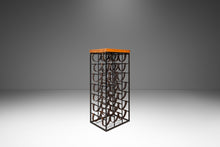 Load image into Gallery viewer, Mid-Century Modern 21 Bottle Wine Rack in Leather & Wrought Iron w/ Butcher Block Top by Arthur Umanoff, USA, c. 1960s-ABT Modern