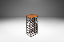 Load image into Gallery viewer, Mid-Century Modern 21 Bottle Wine Rack in Leather & Wrought Iron w/ Butcher Block Top by Arthur Umanoff, USA, c. 1960s-ABT Modern