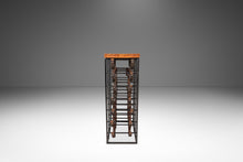 Load image into Gallery viewer, Mid-Century Modern 21 Bottle Wine Rack in Leather & Wrought Iron w/ Butcher Block Top by Arthur Umanoff, USA, c. 1960s-ABT Modern