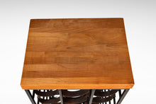 Load image into Gallery viewer, Mid-Century Modern 21 Bottle Wine Rack in Leather & Wrought Iron w/ Butcher Block Top by Arthur Umanoff, USA, c. 1960s-ABT Modern