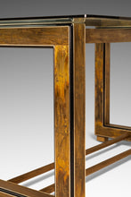 Load image into Gallery viewer, Mid-Century Modern Acid-Etched Brass Desk / Dining Table with Glass Top by Bernhard Rohne for Mastercraft, USA, c. 1970s-ABT Modern