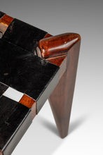 Load image into Gallery viewer, Mid-Century Modern Angular Footstool / Ottoman in Solid Teak & Leather by Edmond J. Spence, USA, c. 1950s-ABT Modern