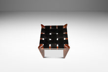 Load image into Gallery viewer, Mid-Century Modern Angular Footstool / Ottoman in Solid Teak & Leather by Edmond J. Spence, USA, c. 1950s-ABT Modern
