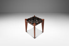 Load image into Gallery viewer, Mid-Century Modern Angular Footstool / Ottoman in Solid Teak & Leather by Edmond J. Spence, USA, c. 1950s-ABT Modern