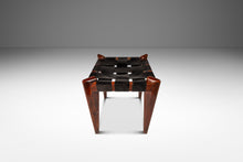 Load image into Gallery viewer, Mid-Century Modern Angular Footstool / Ottoman in Solid Teak & Leather by Edmond J. Spence, USA, c. 1950s-ABT Modern