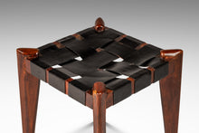 Load image into Gallery viewer, Mid-Century Modern Angular Footstool / Ottoman in Solid Teak & Leather by Edmond J. Spence, USA, c. 1950s-ABT Modern