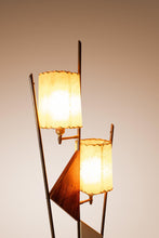 Load image into Gallery viewer, Mid-Century Modern Art Deco Atomic Era Custom-Made Floor Lamp w/ Geometric Shapes in Walnut & Brass, USA, c. 1950s-ABT Modern