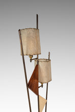 Load image into Gallery viewer, Mid-Century Modern Art Deco Atomic Era Custom-Made Floor Lamp w/ Geometric Shapes in Walnut & Brass, USA, c. 1950s-ABT Modern