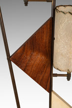 Load image into Gallery viewer, Mid-Century Modern Art Deco Atomic Era Custom-Made Floor Lamp w/ Geometric Shapes in Walnut & Brass, USA, c. 1950s-ABT Modern