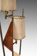 Load image into Gallery viewer, Mid-Century Modern Art Deco Atomic Era Custom-Made Floor Lamp w/ Geometric Shapes in Walnut & Brass, USA, c. 1950s-ABT Modern