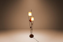 Load image into Gallery viewer, Mid-Century Modern Art Deco Atomic Era Custom-Made Floor Lamp w/ Geometric Shapes in Walnut & Brass, USA, c. 1950s-ABT Modern