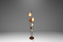 Load image into Gallery viewer, Mid-Century Modern Art Deco Atomic Era Custom-Made Floor Lamp w/ Geometric Shapes in Walnut & Brass, USA, c. 1950s-ABT Modern