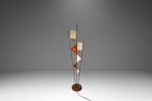 Load image into Gallery viewer, Mid-Century Modern Art Deco Atomic Era Custom-Made Floor Lamp w/ Geometric Shapes in Walnut & Brass, USA, c. 1950s-ABT Modern