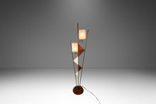Load image into Gallery viewer, Mid-Century Modern Art Deco Atomic Era Custom-Made Floor Lamp w/ Geometric Shapes in Walnut & Brass, USA, c. 1950s-ABT Modern