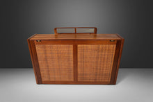 Load image into Gallery viewer, Mid Century Modern Baldwin Acrosonic Piano in Walnut and Caning, USA, c. 1970's-ABT Modern