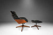 Load image into Gallery viewer, Mid-Century Modern Bentwood Lounge Chair & Ottoman Set by George Mulhauser for Plycraft in Tufted Black Vinyl, USA, c. 1960s-ABT Modern