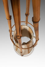 Load image into Gallery viewer, Mid-Century Modern Bohemian 5 ft. Teepee-Shaped Floor Lamp in Cotton Bamboo & Rattan by Louis Sognot, France, c. 1960s-ABT Modern