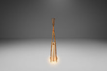 Load image into Gallery viewer, Mid-Century Modern Bohemian 5 ft. Teepee-Shaped Floor Lamp in Cotton Bamboo & Rattan by Louis Sognot, France, c. 1960s-ABT Modern