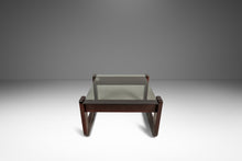 Load image into Gallery viewer, Mid-Century Modern Brutalist End Table w/ Smoked Glass Top in Jacaranda by Percival Lafer, Brazil, c. 1970s-ABT Modern