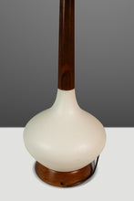 Load image into Gallery viewer, Mid-Century Modern Elongated Teardrop Table Lamp in Walnut & Porcelain, USA, c. 1960's-ABT Modern