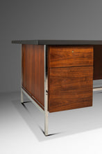 Load image into Gallery viewer, Mid-Century Modern Executive Desk in Walnut & Chrome w/ Leather Top by Florence Knoll for Knoll Associates, USA, c. 1960s-ABT Modern