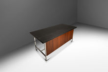 Load image into Gallery viewer, Mid-Century Modern Executive Desk in Walnut & Chrome w/ Leather Top by Florence Knoll for Knoll Associates, USA, c. 1960s-ABT Modern