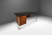 Load image into Gallery viewer, Mid-Century Modern Executive Desk in Walnut & Chrome w/ Leather Top by Florence Knoll for Knoll Associates, USA, c. 1960s-ABT Modern
