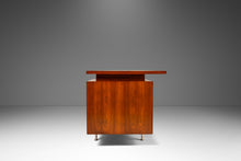 Load image into Gallery viewer, Mid-Century Modern Executive Desk in Walnut w/ Cane Front & Flying Saucer Lamp by George Nelson for Herman Miller, USA, c. 1960's-ABT Modern