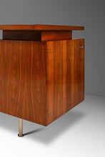Load image into Gallery viewer, Mid-Century Modern Executive Desk in Walnut w/ Cane Front & Flying Saucer Lamp by George Nelson for Herman Miller, USA, c. 1960's-ABT Modern