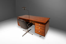 Load image into Gallery viewer, Mid-Century Modern Executive Desk in Walnut w/ Cane Front & Flying Saucer Lamp by George Nelson for Herman Miller, USA, c. 1960's-ABT Modern