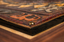 Load image into Gallery viewer, Mid-Century Modern Framed Embossed Leather Pre-Columbian Folk Art by Angel Pazmino, Ecuador, c. 1960's-ABT Modern