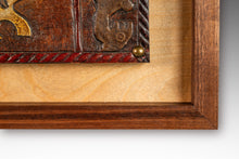 Load image into Gallery viewer, Mid-Century Modern Framed Embossed Leather Pre-Columbian Folk Art by Angel Pazmino, Equador, c. 1960's-ABT Modern