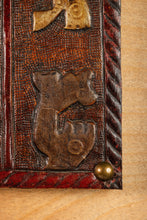 Load image into Gallery viewer, Mid-Century Modern Framed Embossed Leather Pre-Columbian Folk Art by Angel Pazmino, Equador, c. 1960's-ABT Modern