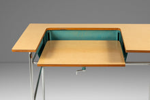 Load image into Gallery viewer, Mid-Century Modern Industrial Writer's Desk / Computer Desk w/ Adjustable Height Desk Top in Chrome & Metal, USA, c. 1970s-ABT Modern