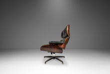 Load image into Gallery viewer, Mid-Century Modern Lounge Chair and Ottoman Set After Charles & Ray Eames in Rosewood and Distressed Leather, USA, c. 1970's-ABT Modern