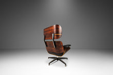 Load image into Gallery viewer, Mid-Century Modern Lounge Chair and Ottoman Set After Charles & Ray Eames in Rosewood and Distressed Leather, USA, c. 1970's-ABT Modern