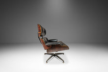 Load image into Gallery viewer, Mid-Century Modern Lounge Chair and Ottoman Set After Charles & Ray Eames in Rosewood and Distressed Leather, USA, c. 1970's-ABT Modern