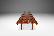Load image into Gallery viewer, Mid-Century Modern Minimalist Slatted (6 ft) Long Bench in Solid European Walnut, Yugoslavia, c. 1950's-ABT Modern