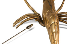 Load image into Gallery viewer, Mid-Century Modern Prawn / Shrimp Hanging Wall or Table Sculpture in Solid Brass, USA, c. 1960s-ABT Modern