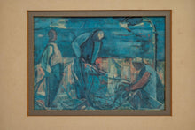 Load image into Gallery viewer, Mid-Century Modern Print of 'Fisherman' by Israeli Artist Margot Lange Ascheim, West Germany, c. 1960's-ABT Modern