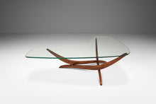 Load image into Gallery viewer, Mid-Century Modern Sculptural Coffee Table in Walnut w/ Kidney-Shaped Glass Top by Forest Wilson, USA, c. 1960's-ABT Modern
