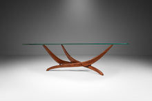 Load image into Gallery viewer, Mid-Century Modern Sculptural Coffee Table in Walnut w/ Kidney-Shaped Glass Top by Forest Wilson, USA, c. 1960's-ABT Modern