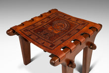 Load image into Gallery viewer, Mid-Century Modern Tooled Embossed Leather Sling Ottoman / Footstool in Original Condition by Angel Pazmino, Ecuador, c. 1960s-ABT Modern