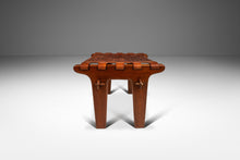 Load image into Gallery viewer, Mid-Century Modern Tooled Embossed Leather Sling Ottoman / Footstool in Original Condition by Angel Pazmino, Ecuador, c. 1960s-ABT Modern
